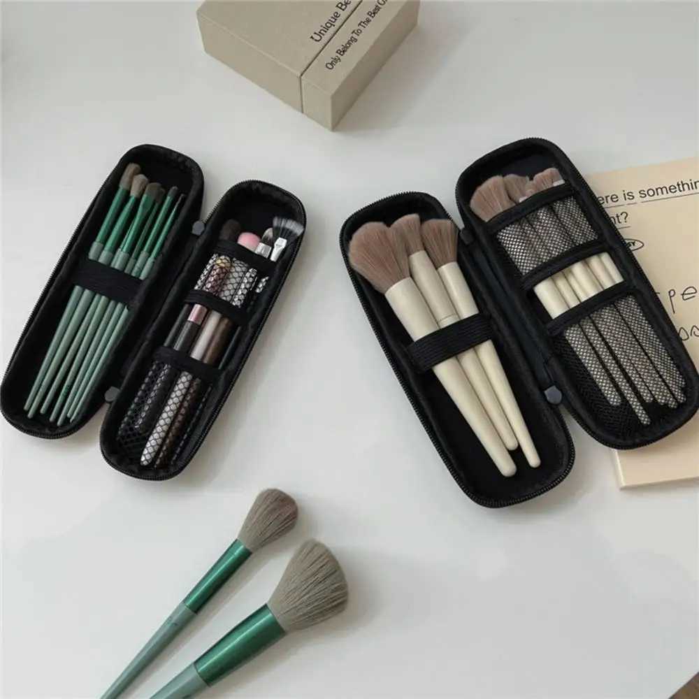 1pc Black Cosmetic Bag Waterproof Double Zipper Makeup Brushes Case Women Storage Bags Portable Travel Brush Holder Makeup Case C251122