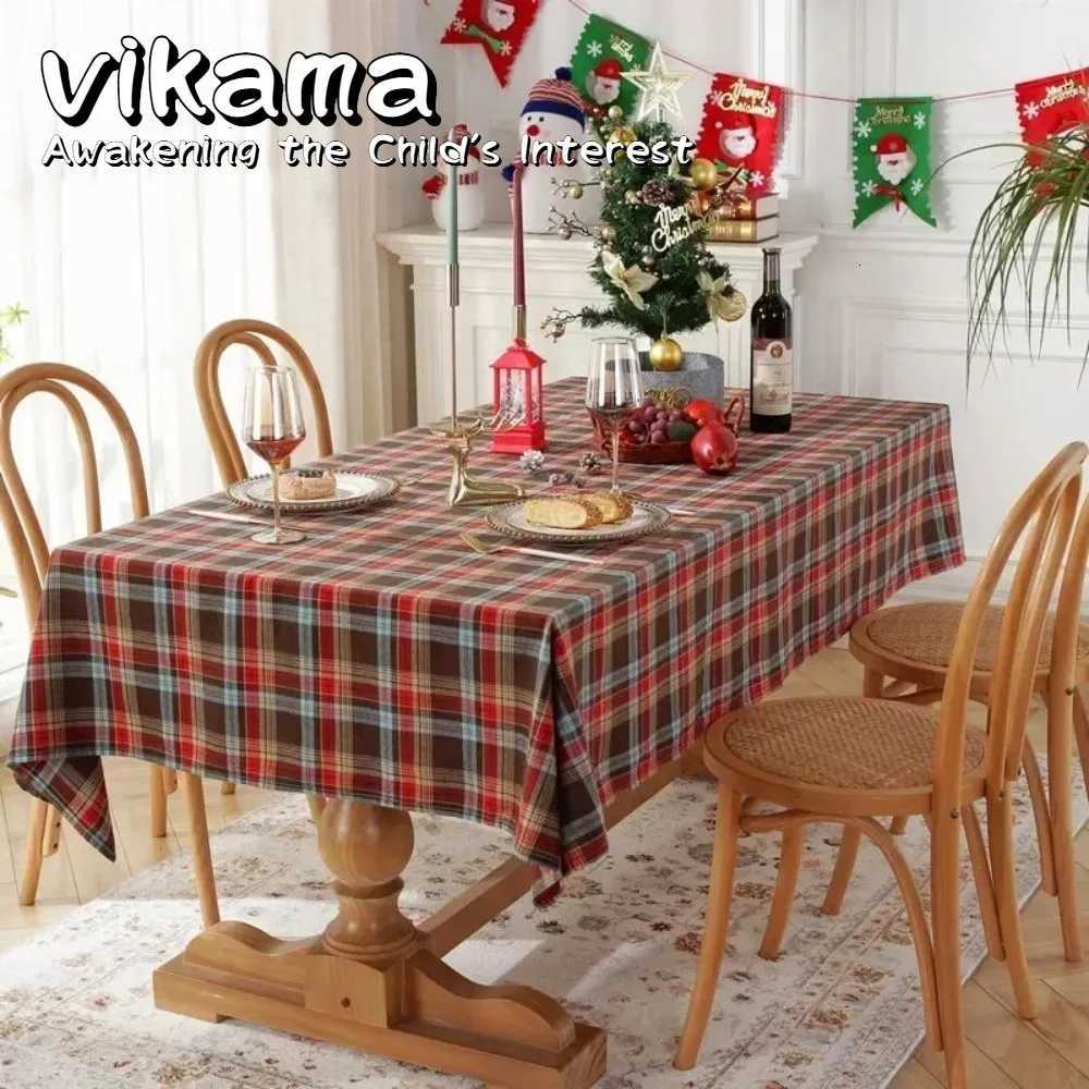 VIKAMA Christmas Plaid Tablecloth Waterproof and Stain-Resistant Table Cover for Home Gatherings and Restaurant Decor table C251122