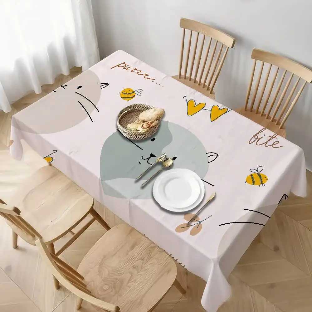Cartoon Animal Print Rectangle Tablecloth - Sun-Resistant For Balconies Tea Time Casual Gatherings C251122