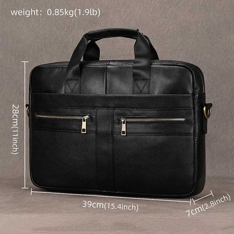 Newsbirds leather mens briefcase Doctor Layer business mens laptop bag 15 6 inches leather computer bag mens handbag Z250421-1
