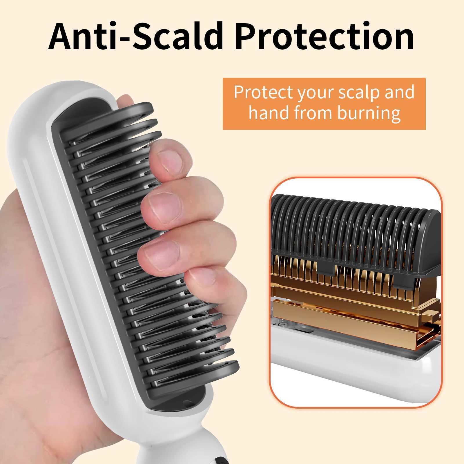 Portable Hair Straightening Comb With Temperature Control Quick Heat-up Anti Frizz Design Effortless Styling Brush Daily UseT251122