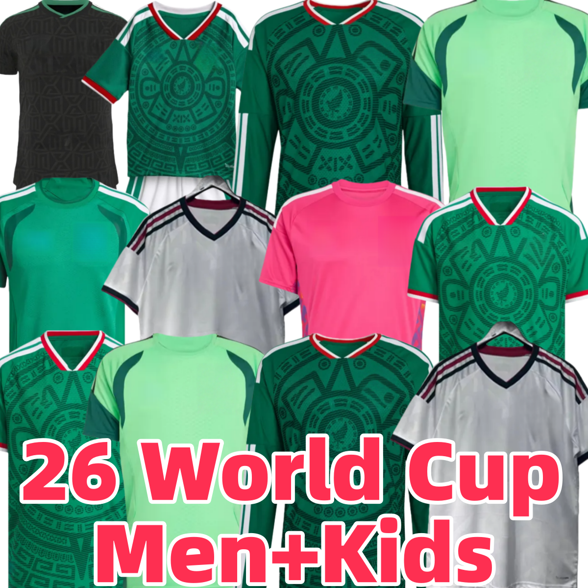 Green Mexico jersey 2026 World Cup Home away Kit soccer jerseys A. VEGA C. HUERTA L. ROMO RAUL football shirts men kids kit set Third goalkeeper training uniform women