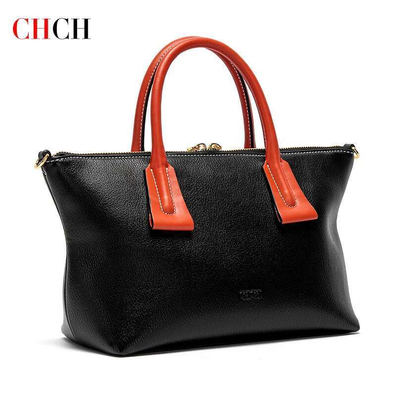 CHCH Women S Tote New Black Leather Large Capacity Handbag Spring Travel Bag Bag