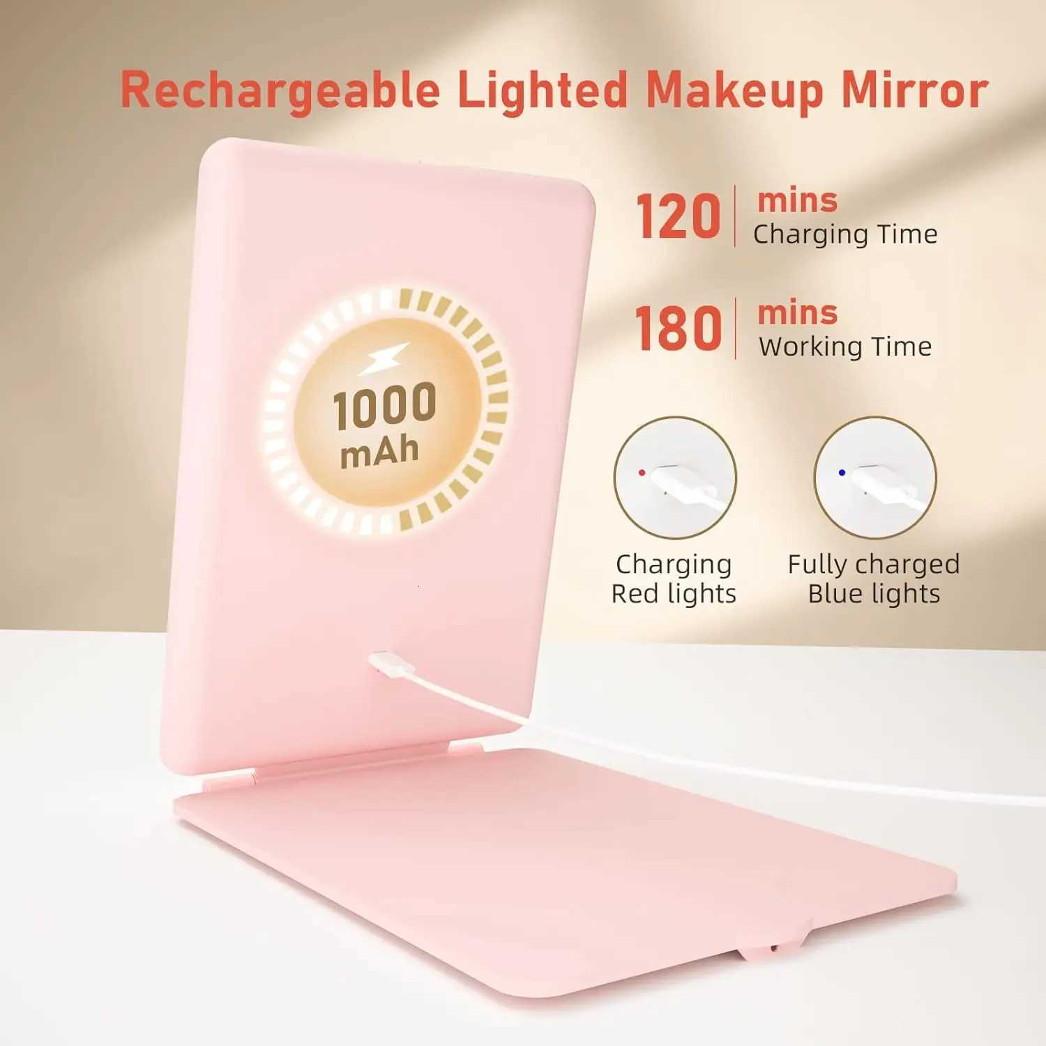 Vanity Lights USB Tricolor Light Foldable Makeup Mirror Bathroom Dressing Table Lighting Dimmable LED Vanity Light For Beauty M251122