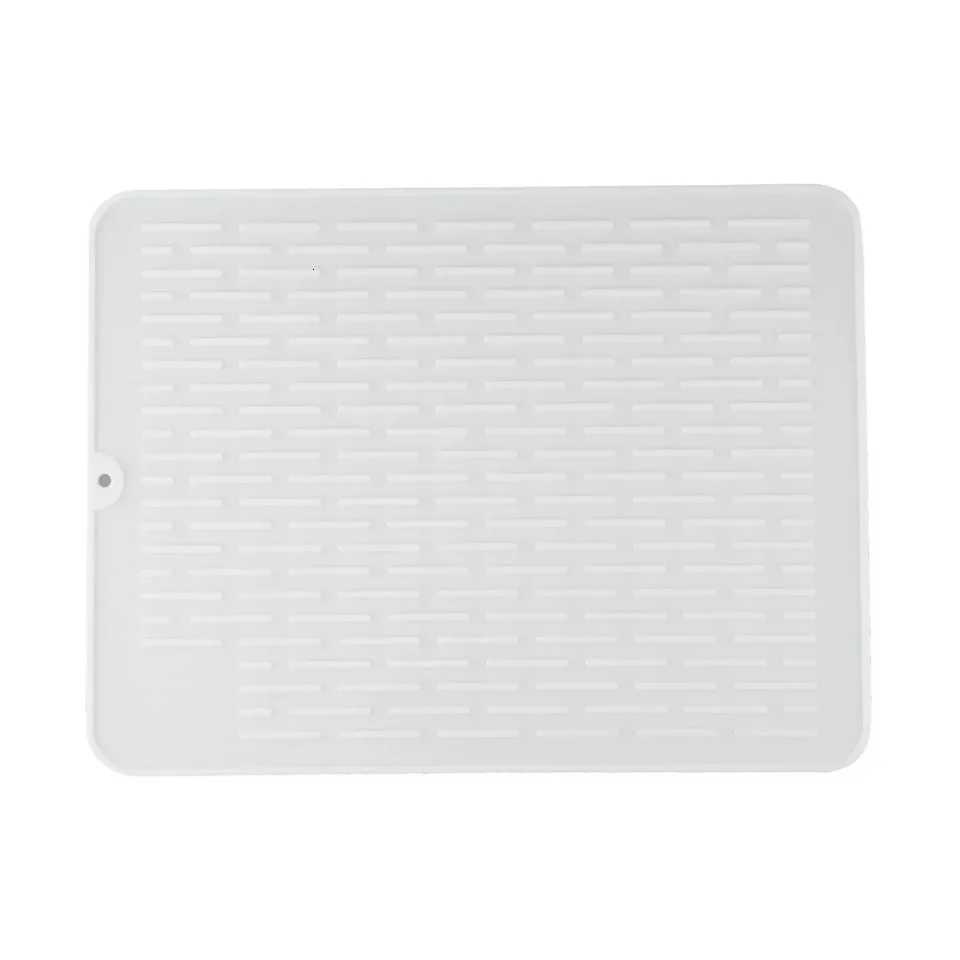 Silicone Dish Mat Dish Drying Mat Kitchen Counter 40cm X 30cm Fast Drying Multifunctional Non-Slip Silicone Pink White C251122