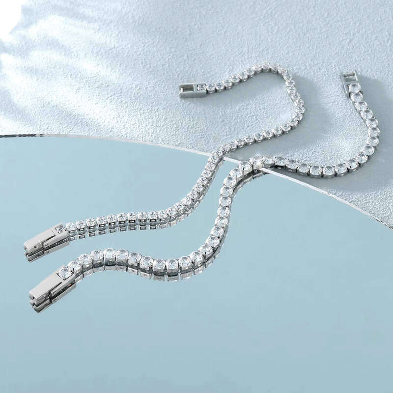 Iced sterling silver Fashion Jewelry 3mm 2mm Classic 5A CZ hip-hop moissanite Tennis Bracelet for Women and Men