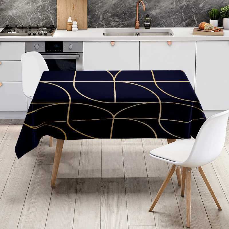 Modern Dining Table Cloth with Elegant Golden Stripes Perfect for Home Decor Festive Meals 128 Characters C251122