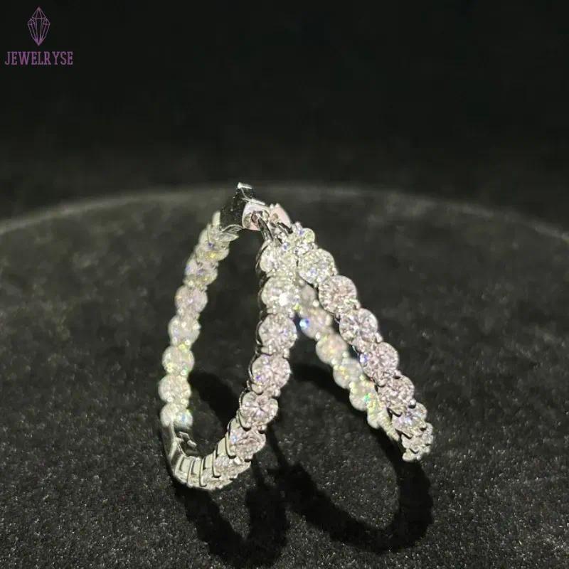 25mm-55mm Diameter Allergic Free 925 Sterling Silver Bling Moissanite Hoops Earrings Nice Gift for Girls Women Party Wedding