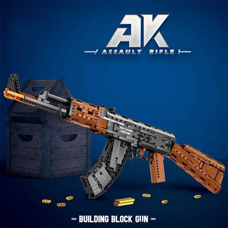 AK47 Assault Rifle Model Building Blocks Military Army Weapon Shootable Imitation Gun Bricks Childrens Holiday Gifts DIY Toys G251122