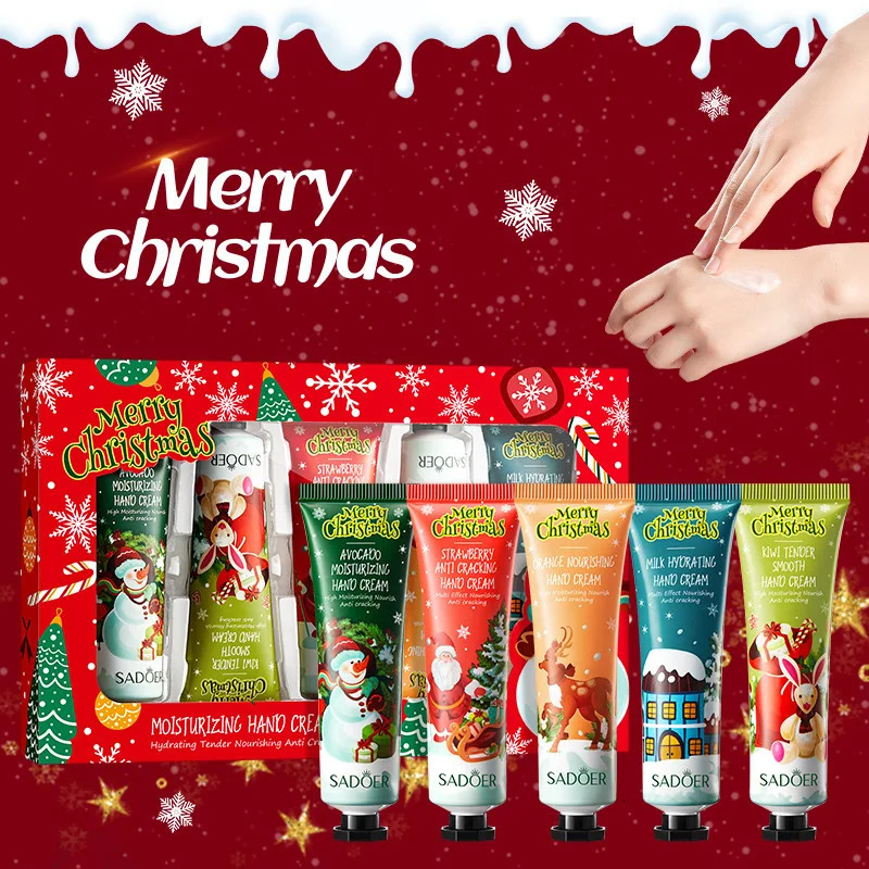 5pcs SADOER Christmas Hand Cream Sets Moisturizing Nourishing Hydrating Antiaging Hands Skin Care Products 251103
