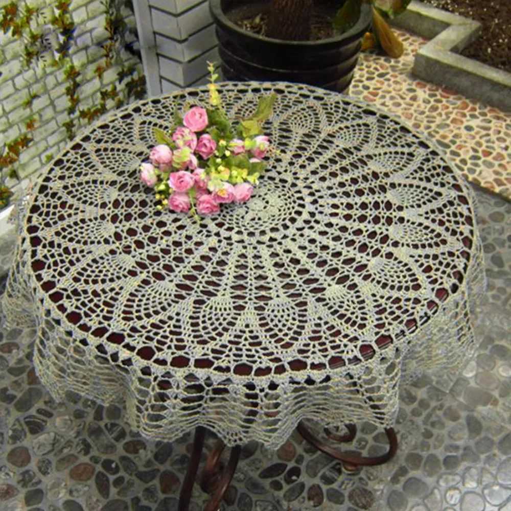 Round Handmade Crochet Openwork Tablecloth Cotton Lace Mat Placemat Vintage Tablecloth Home Decoration 70/80/90cm C251122