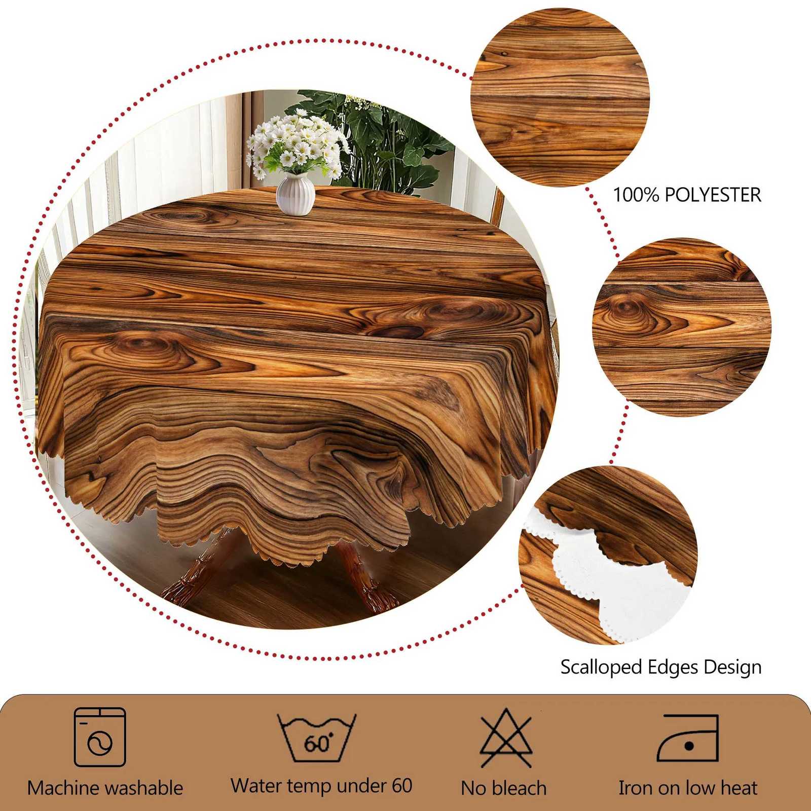 1 Piece of Retro Country Farmhouse Style Printed Tablecloth Wooden Pattern Design Suitable for Camping Style Picnic Holiday Party Garden Birthday Part