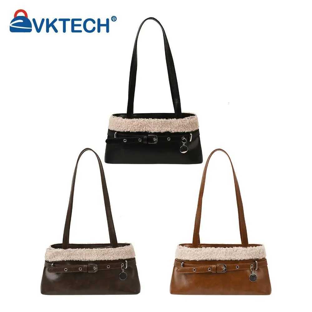 Women PU Lambswool StiTChing Y2K Underarm Purse with Belt Small SaTChel Tote Bag Handbag for Daily School Travel K251121