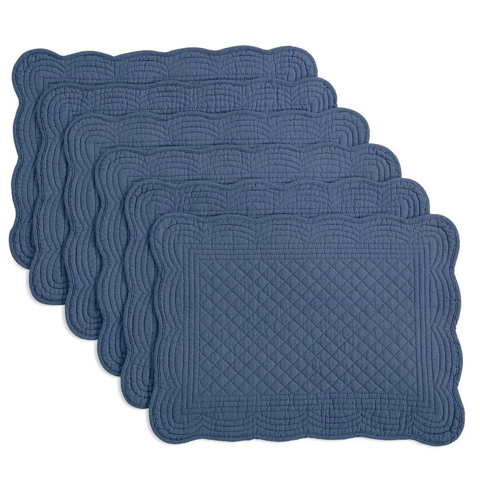 Quilted Placemats Washable-13x18 inches Rectangular Placemats for Kitchen Table-100 Cotton Fabric Rectangular Table Mats C251122