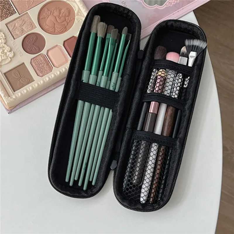 1pc Black Cosmetic Bag Waterproof Double Zipper Makeup Brushes Case Women Storage Bags Portable Travel Brush Holder Makeup Case C251122