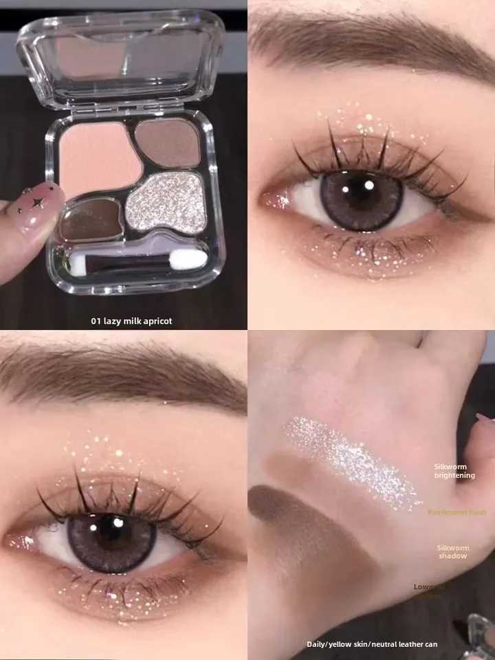 4-color Eye Shadow Silkworm Palette Four Colors Contouring and Brightening Eyeshadow Palette Long Lasting Eye Shadow UndereyeT251122