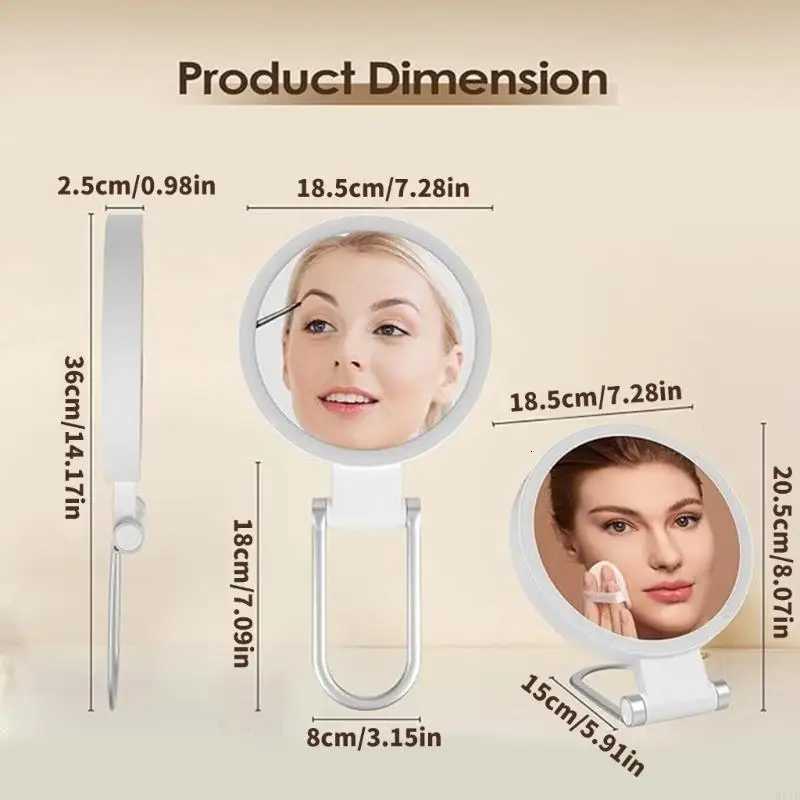Portable LED Makeup Mirror Cosmetic Mirror with USB Charging Magnification and 3 Color Temperature Setting for Makeup M251122