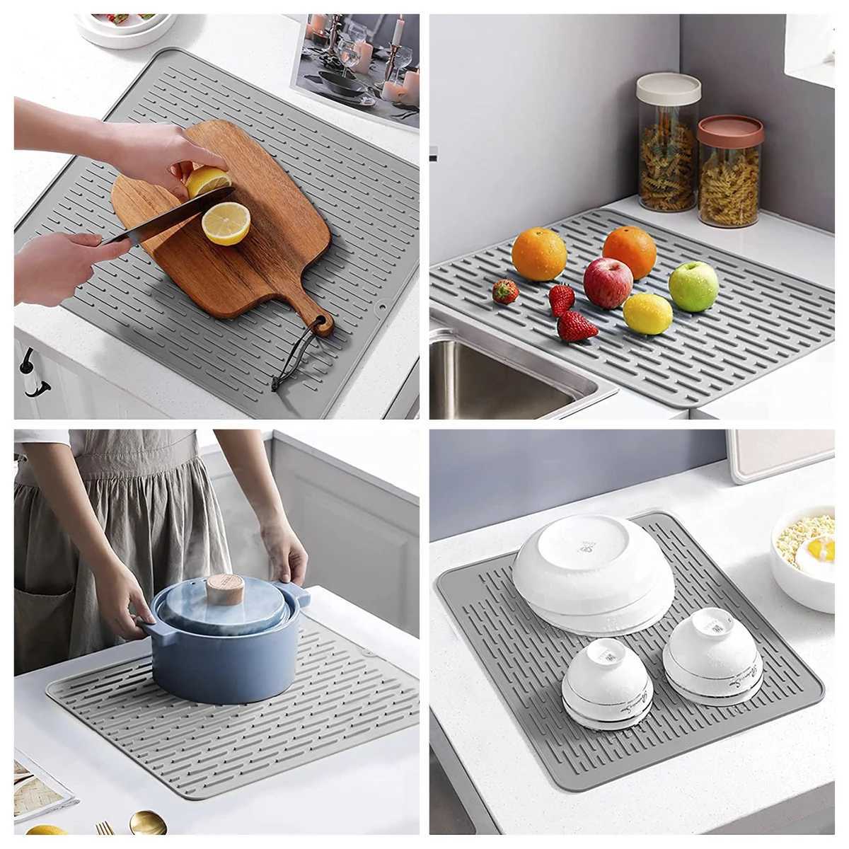 Silicone Drying Mat Square Dish Drying Mat Heat Resistant Draining Tableware Non-Slip Sink Pad for Dishes Kitchen Accessories C251122