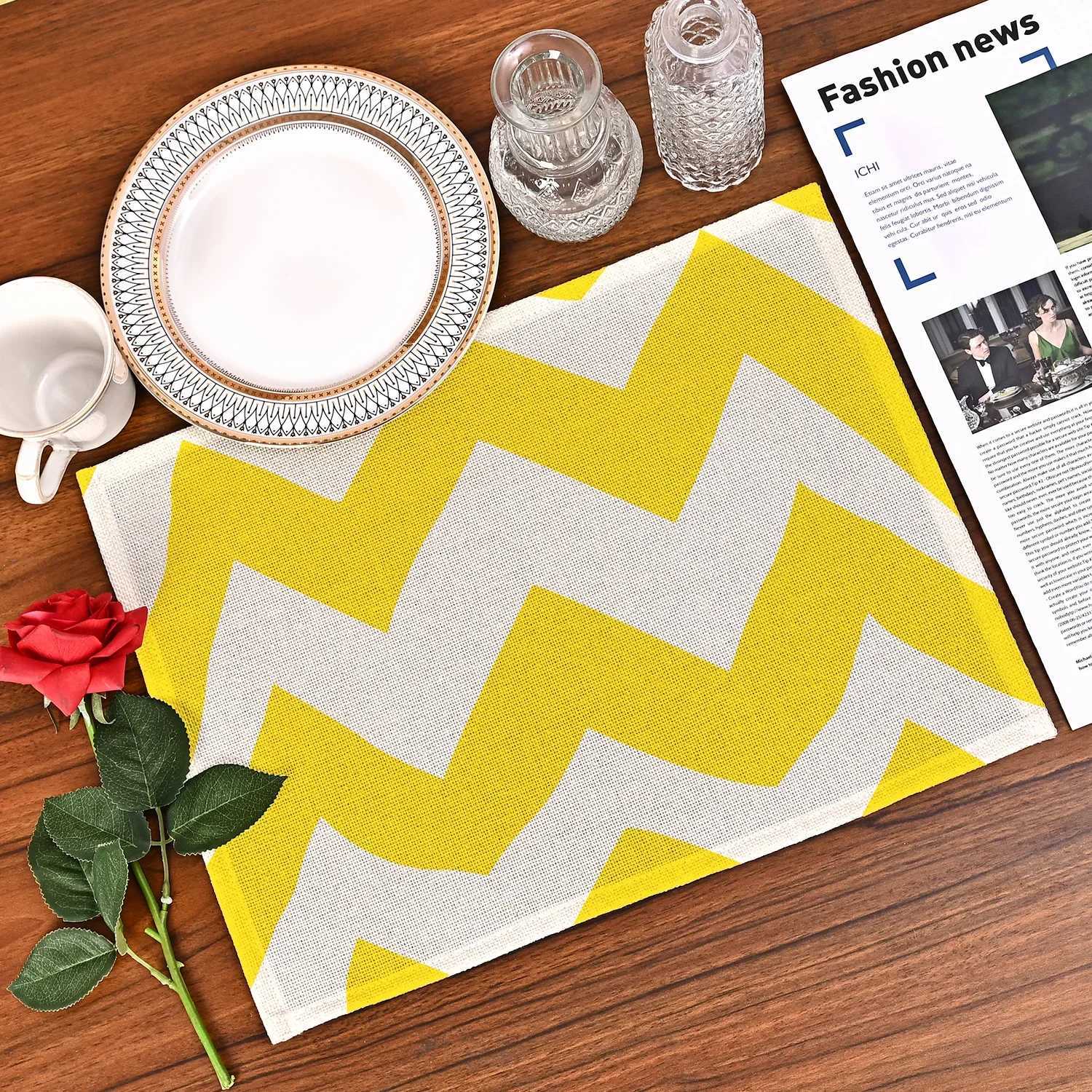 Simple Geometric Gray And White Green Gold Color Placemat Dining Table Mat Non-slip Kitchen Plate Mat Bowl Coaster Deco C251122