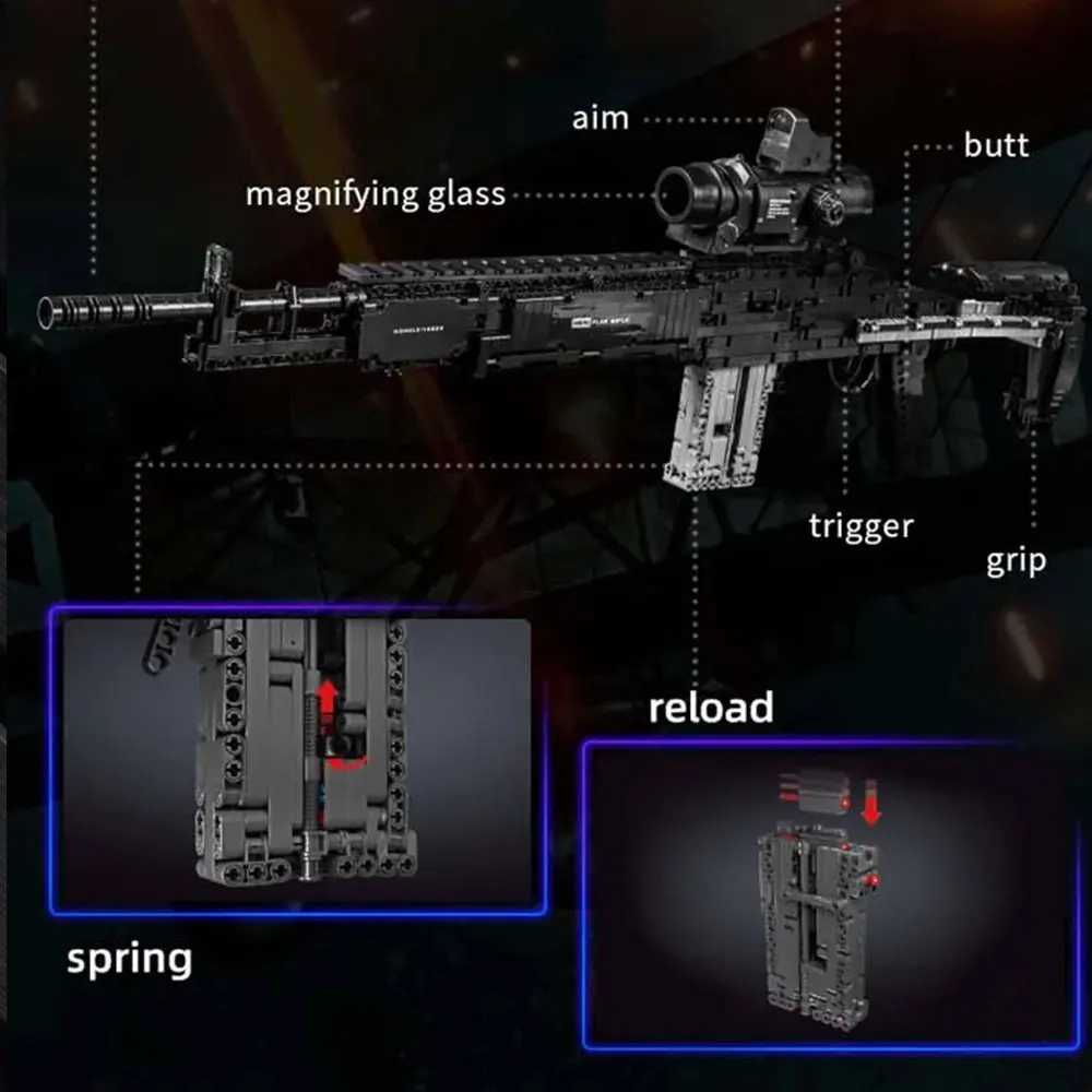 MOULD KING 14026 Ww2 Military Gun MK14 Battle Rifle Simulation Gun Model Building Blocks Weapon Bricks Toys Set for Kids Gifts G251122