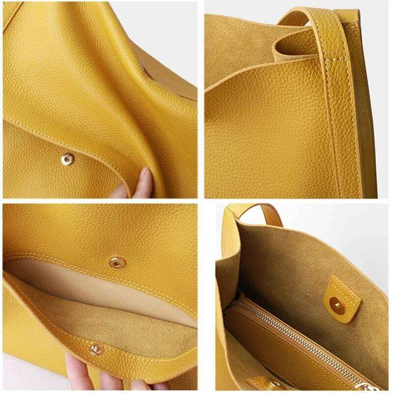Fashion Tote Bags for 100% Genuine Soft Leather Bucket Lady Handbag Large Women Shopping Bag Female Luxury Shopper
