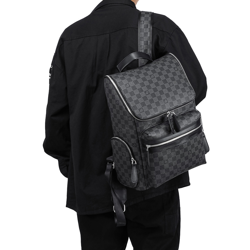 New Style Of Large Capacity Plaid Classic Leisure Backpack Fashion All Male Computer Package Tide College Students Book 2025