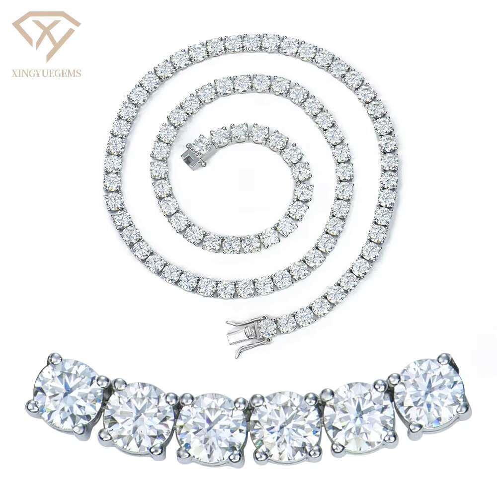 2-6mm Hiphop 925 Silver Cluster Iced Out Vvs Gra Certified Diamond Mossanite Moissanite Jewelry Necklace Tennis Chain for Man