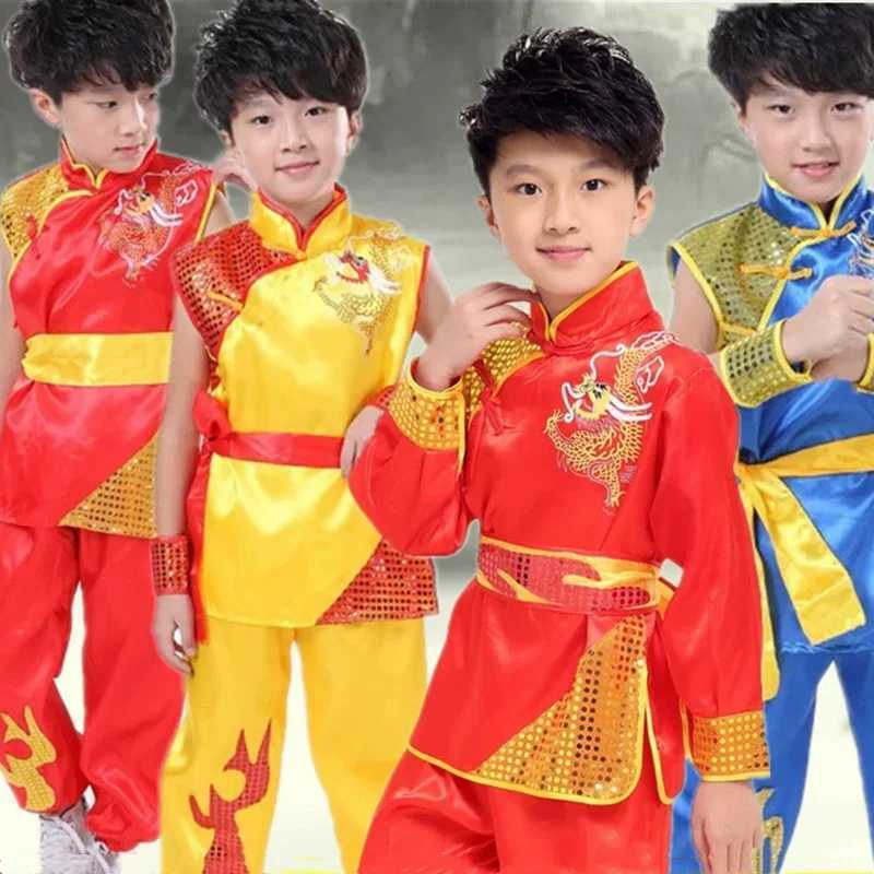 Spring Summer Childrens Martial Arts Costumes Baby Outfit Set Chinese Kung Fu Suit Stage Boys Tai Chi Girls Wushu Kids Clothes W250422