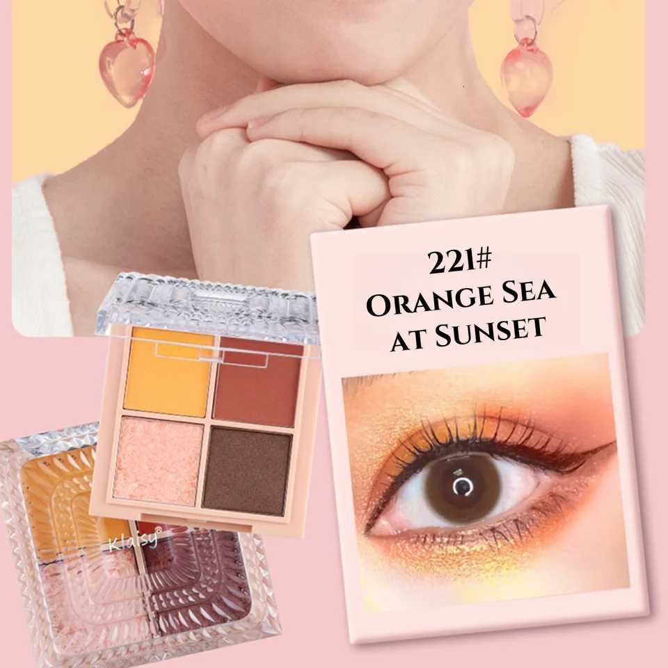 Klaisy Cute New Crystal 4-Volors Eyeshadow Palette girly and youthful multi-purpose suitable for newcomers easy to apply makeT251122