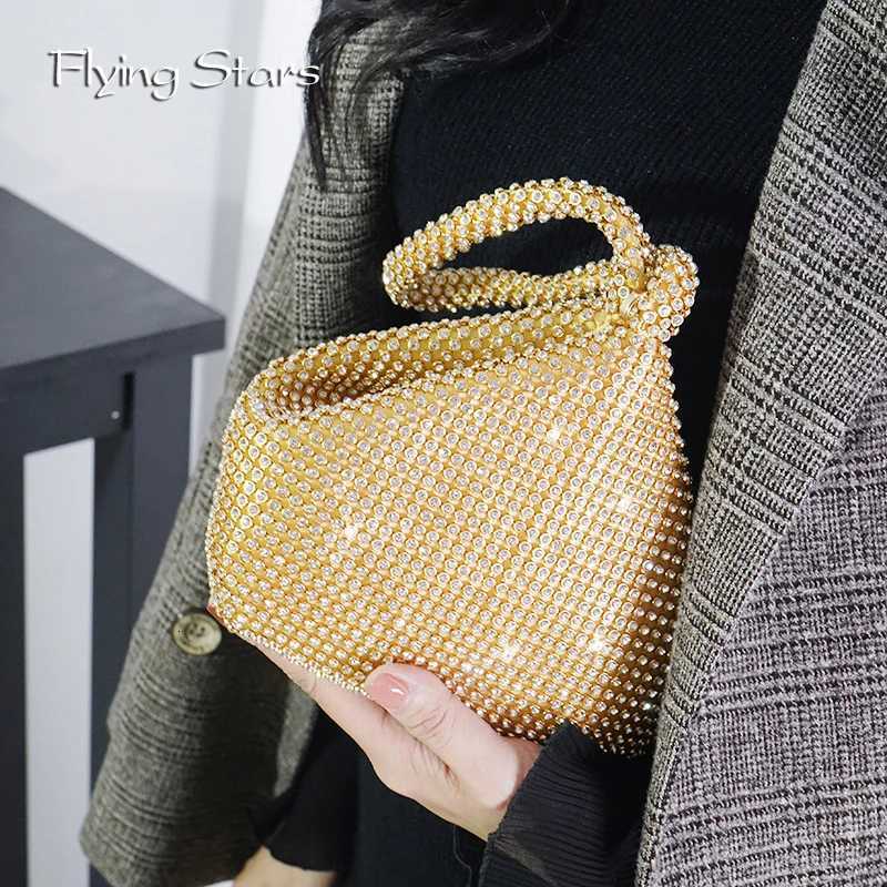 Fashion Womens Dinner Bag Diamond Inlaid Fashion New Handbag Mobile Zero Wallet Wedding Women Model Bag Luxury Champagne Color K251121