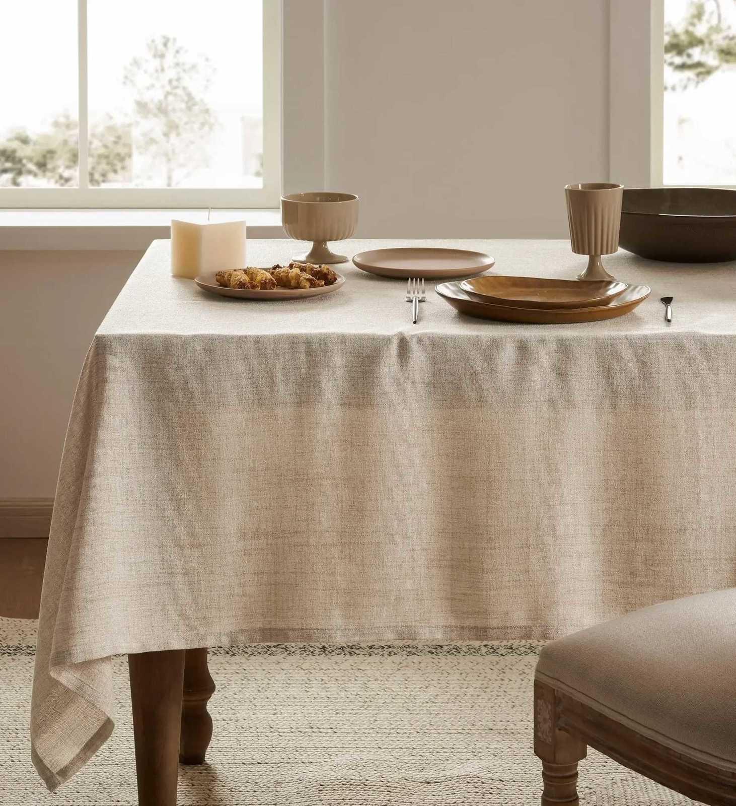 Boho Linen Tablecloth for Rectangle Tables Washable French Table Cover for Party Indoor Outdoor Kitchen Dining Table C251122