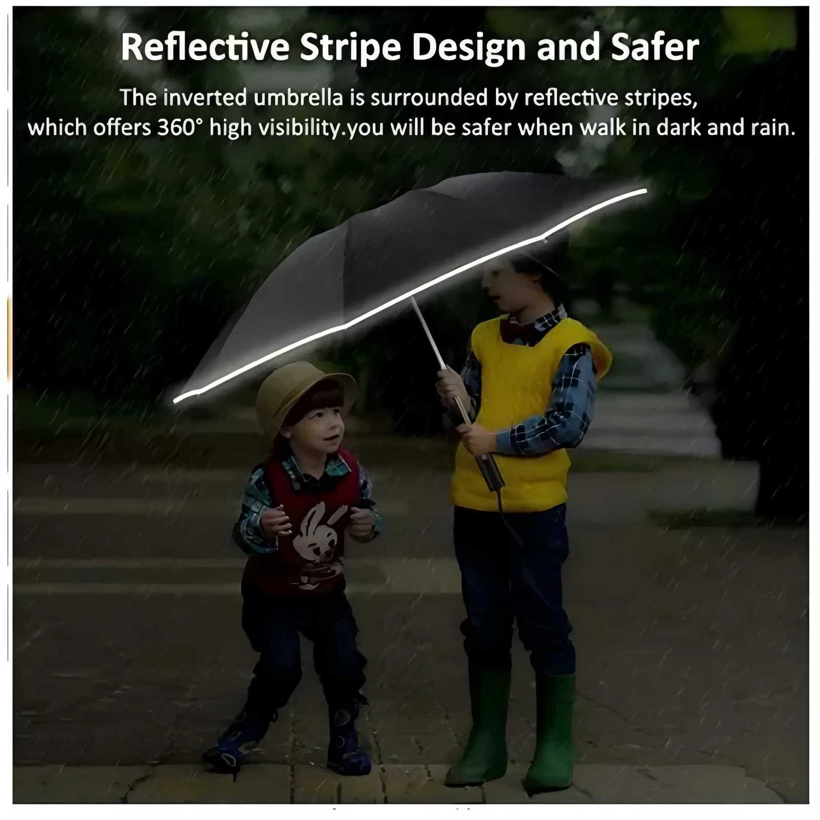 20 Bones Fully Automatic Reverse Folding Umbrella with Windproof Reflective Stripe UV UmbrellasM251122