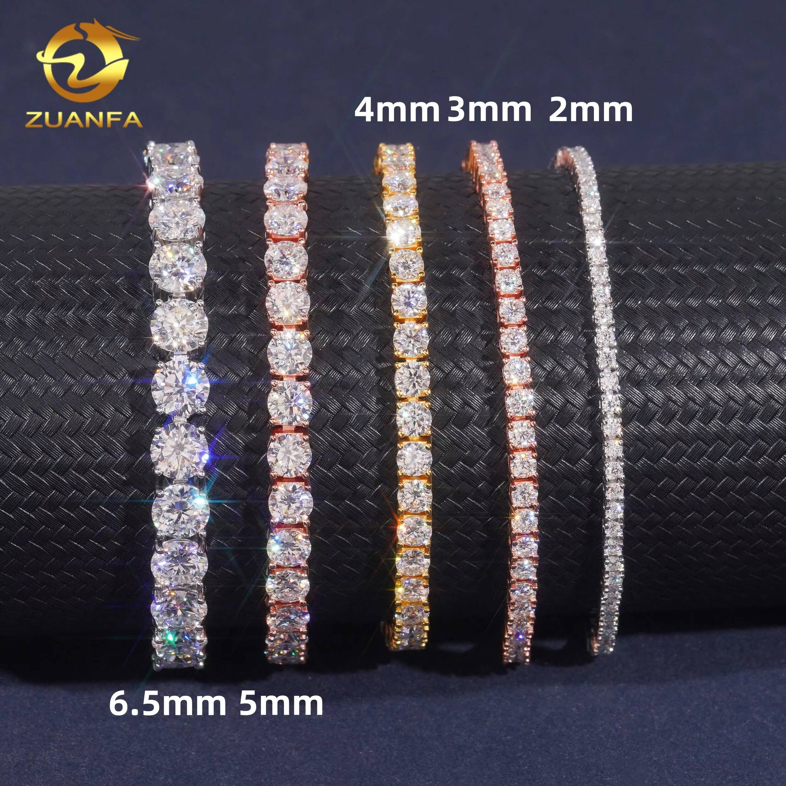 Luxury Hip Hop Fine Jewelry VVS Moissanite Diamond Sterling Silver 925 Fashion Tennis Chain Bracelet