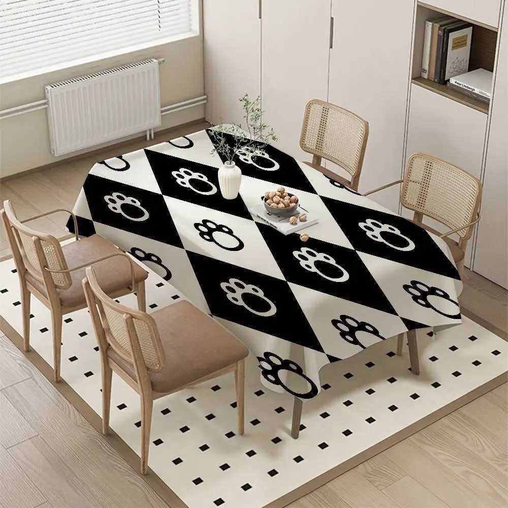 Animal Paw Print Cat/Dog Rectangle Tablecloth - Waterproof Easy Clean For Dinners Parties Picnics C251122