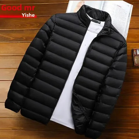 Mens Lightweight down Cotton Jacket Short Stylish Casual Hooded Warmth Coat Winter Fashion Outerwear Comfortable Fit 251110