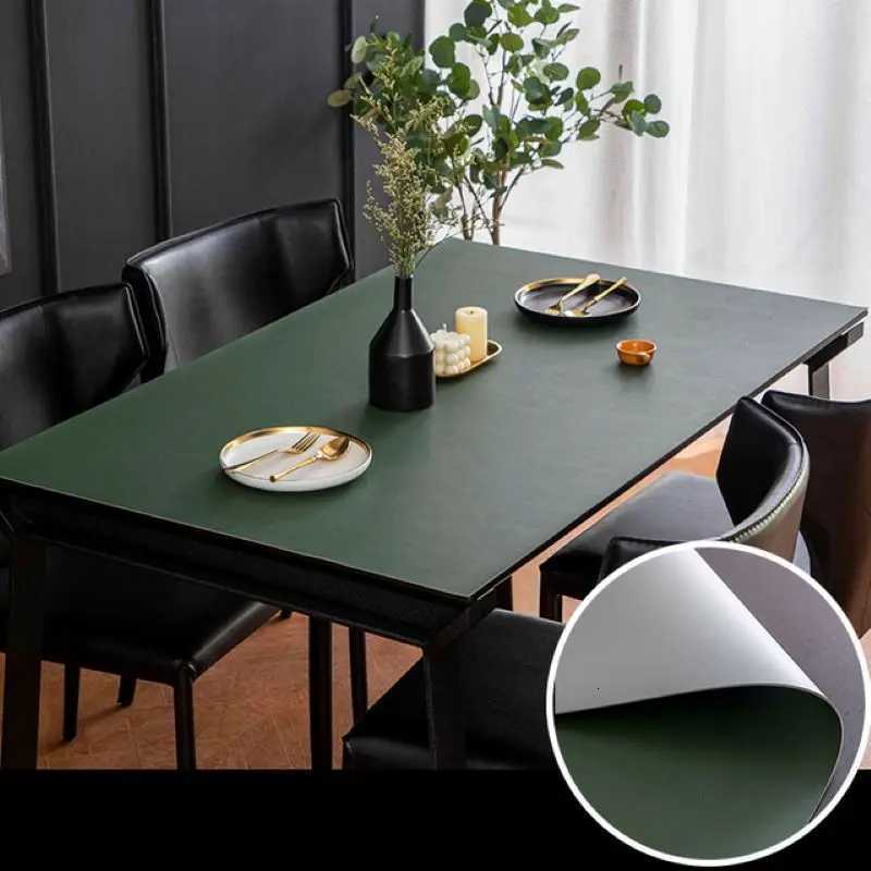 Customize Reversible Leather Tablecloth Solid Color Waterproof Oil-proof Coffee Table Mat Rectangular PU Tablecloth Table Cover C251122