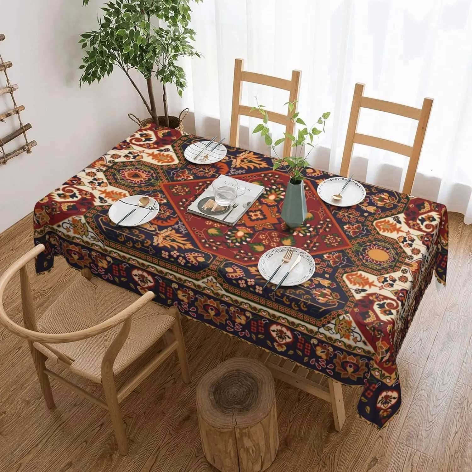 Persian Style Rectangle Tablecloth Holiday Party Decor Reusable Boho Geometric Printed Table Cloths Kitchen Dining Table Decor C251122