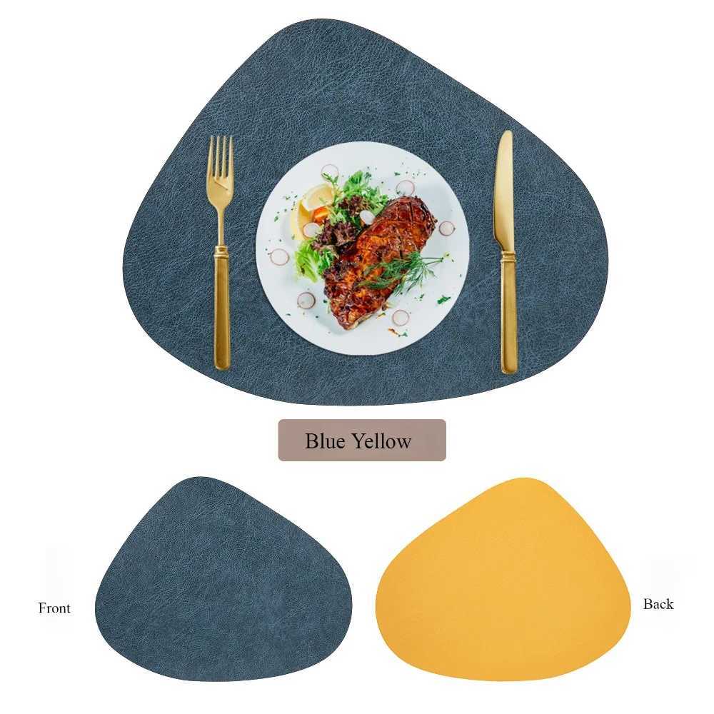 Teardrop Shape PU Leather Placemat Imitation Cowhide Texture Double-SidedWaterproof Table Protectors for Stylish Dining Mat Pad C251122