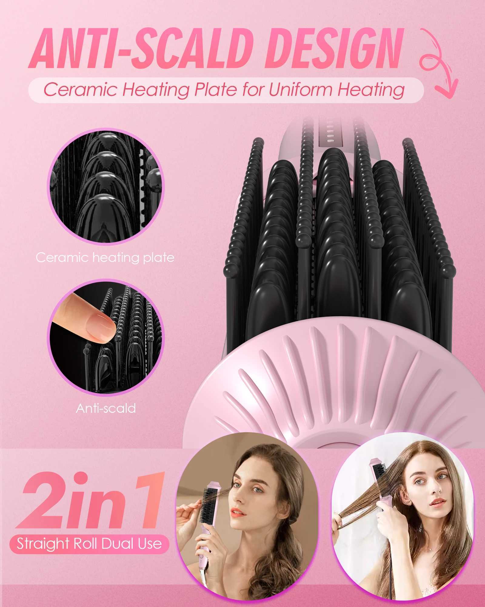 Ionic Hair Straightener Brush 4 Temps 30s HeatingAuto-Off Anti-Scald Ceramic Straightening Comb Fast Heating for Home SalonT251122