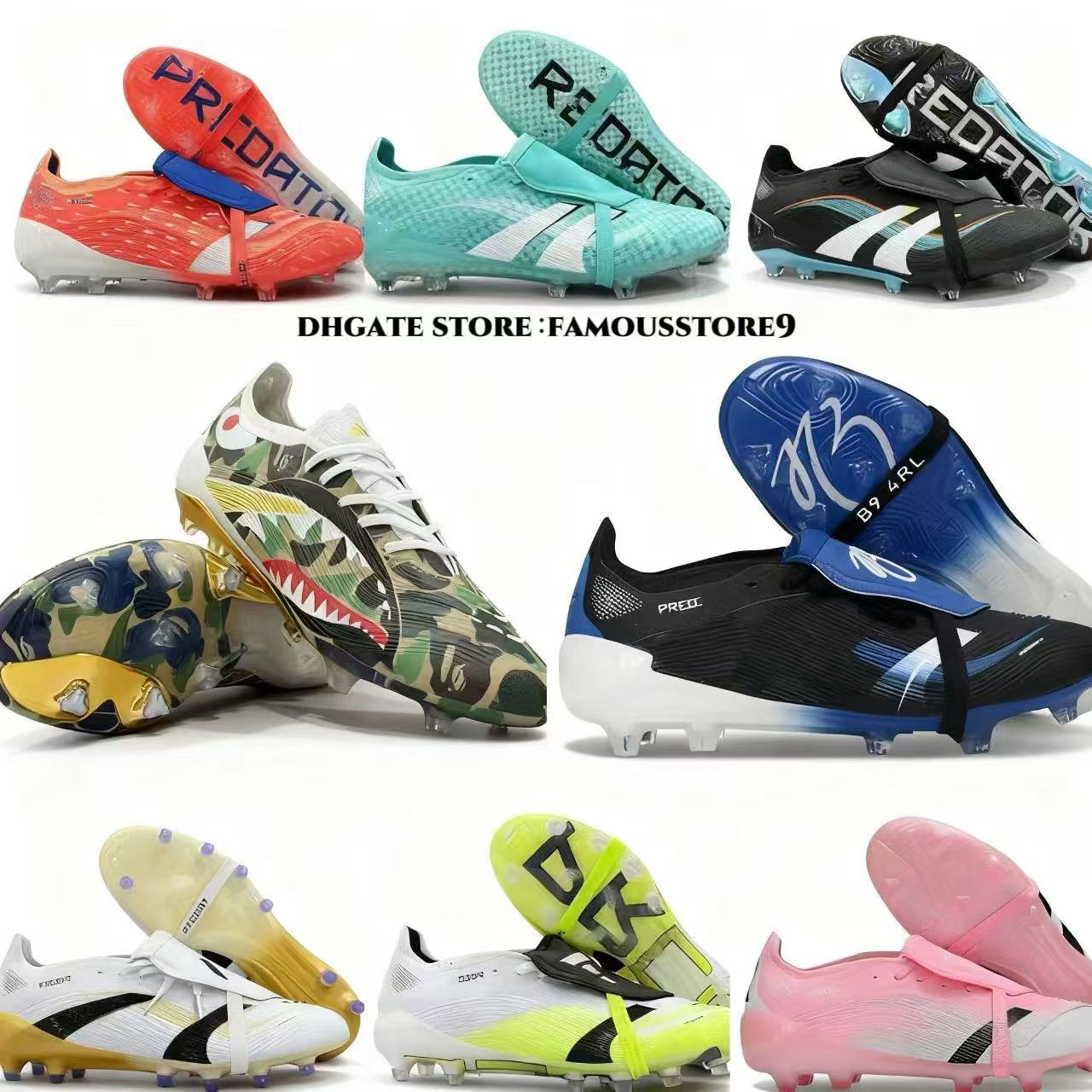 Top BelliGold Belinghams 25-26 Go Pink Soccer Cleats Pink David Beckhams FG Soccer Shoes PREDAT0R Elite Foldover Tongue Strike Electric Stealth Football Boots