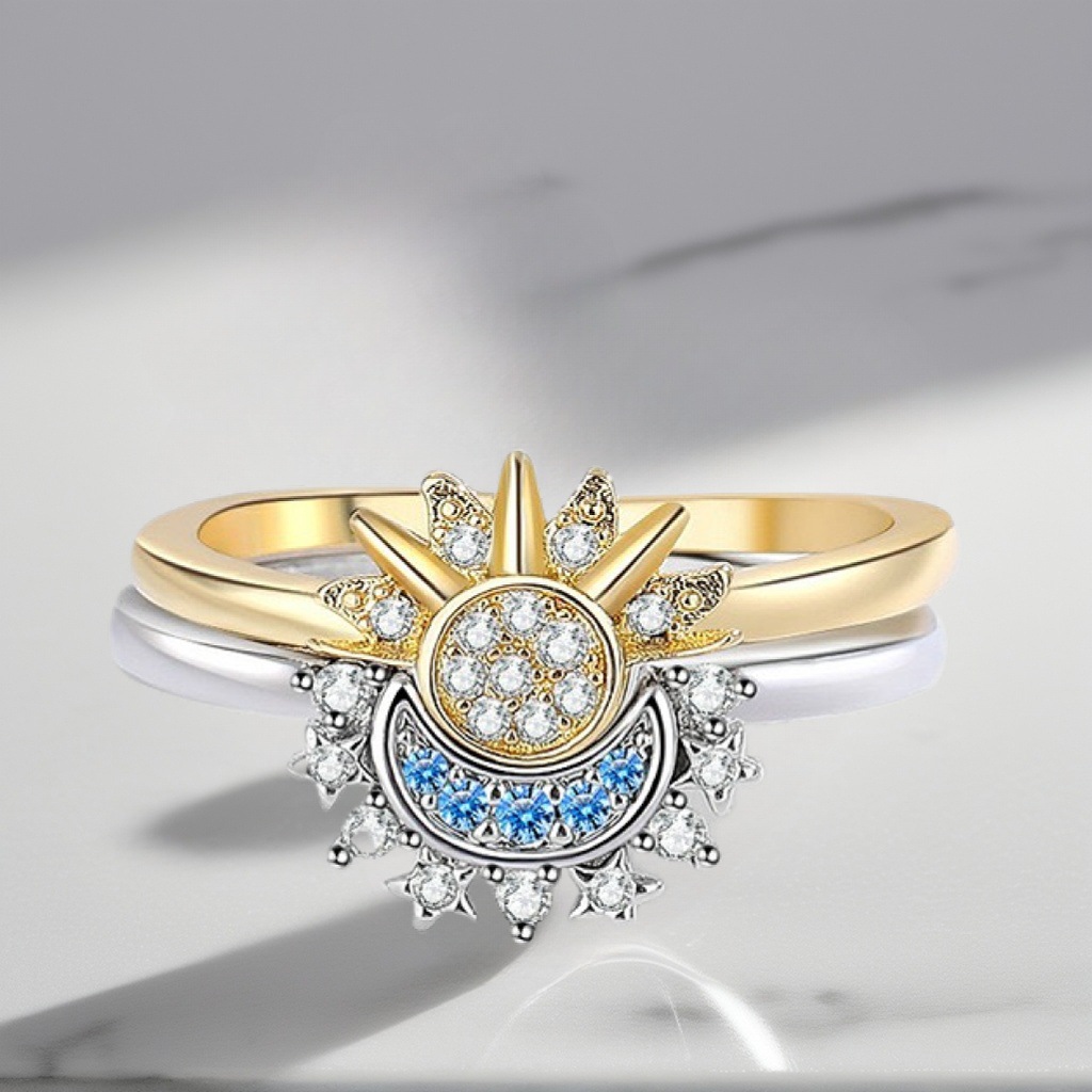 Sun and Moon Shining Together Stackable Ring High quality gold designer diamond ring rings designer for women engagement men love ring Luxury Large Sq - view 3