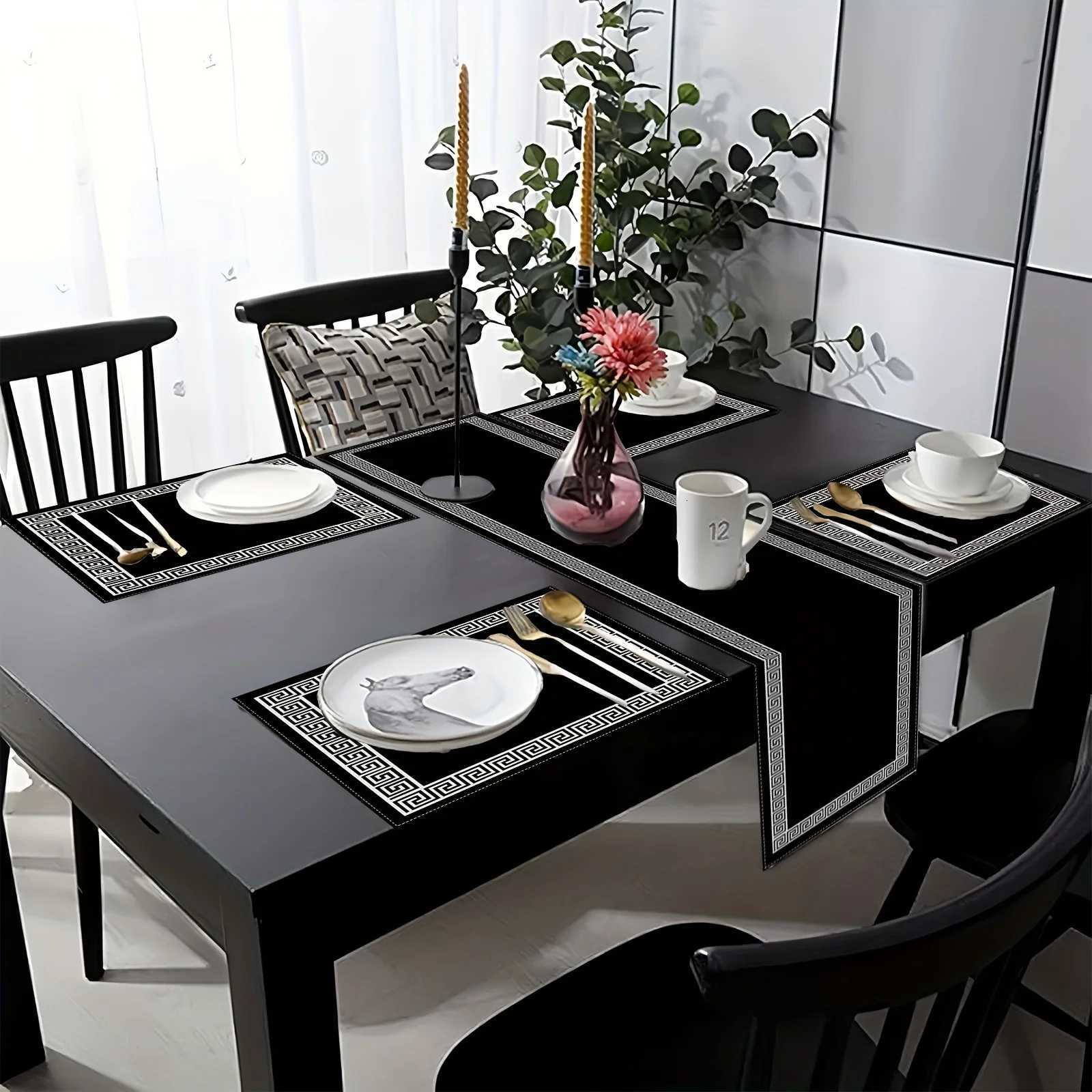 VIKAMA 5/7PC Luxury Geometric Placemat Table Flag Set Restaurant Cafe Decoration High-end Banquet Arrangement C251122