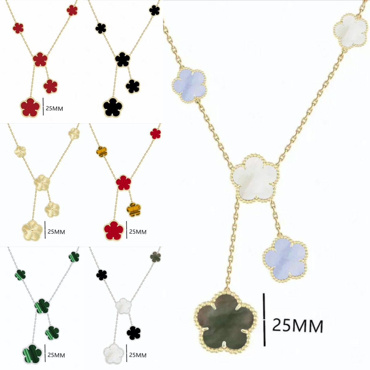 luxury necklace jewelry 25mm clover necklace designer for woman new luxury jewelry designer 5 motif flower shape chain high end silver pendant necklace womans chain