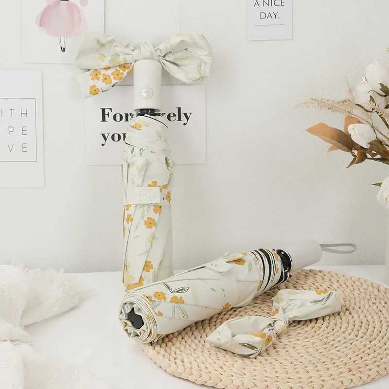 Automatic Umbrella Beautiful Flower Oil Painting Pattern Travel Portable Folding Umbrella Sunshade Rain Windproof UmbrellaM251122