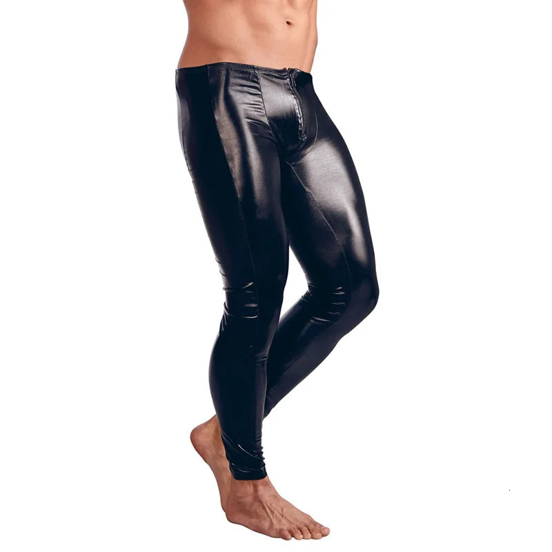 Mens pants Gothic long legs mens Trouser stage performances sexy lingerie Wetbook synthetic leather PVC gay club dance uniform 250418