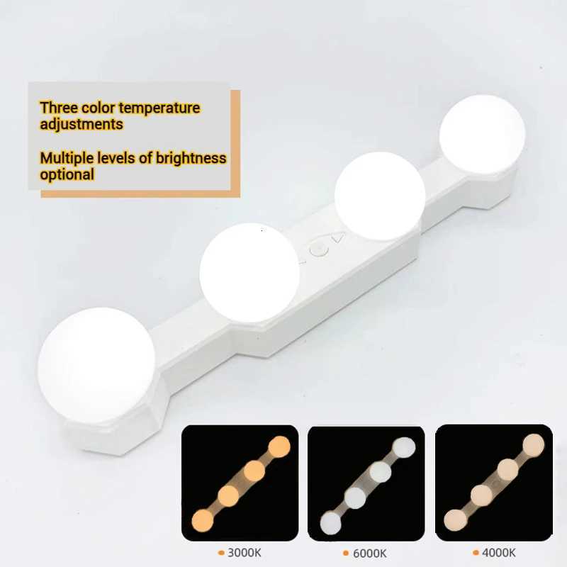 LED Vanity Lamp 4W USB Rechargeable Suction Cup Makeup Mirror Light Portable Powder Room Wardrobe Cupboard Bathroom Fill Light M251122