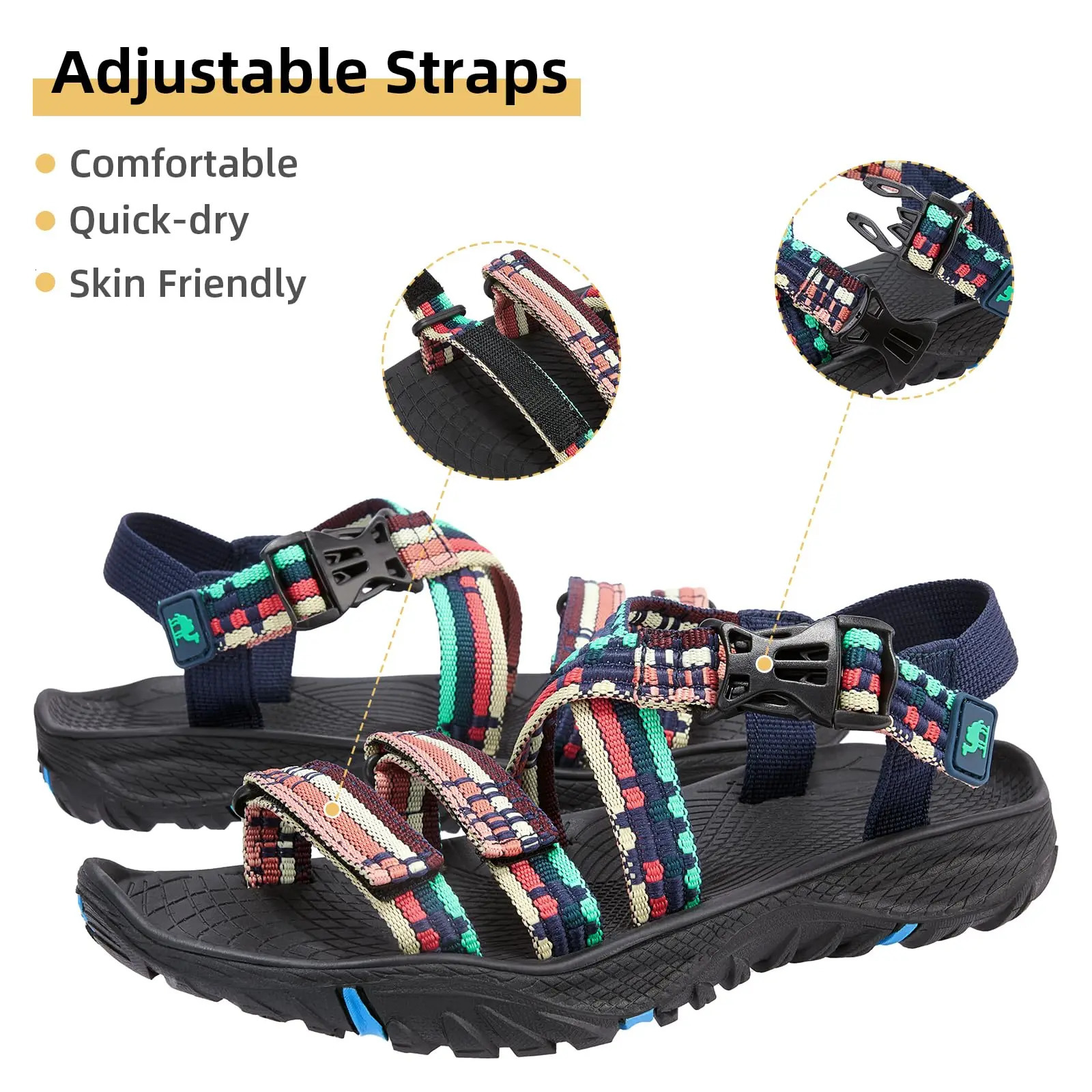 Golden satin womens hiking sandals outdoor sports woven tape open toe summer slides 250421BJ - view 4