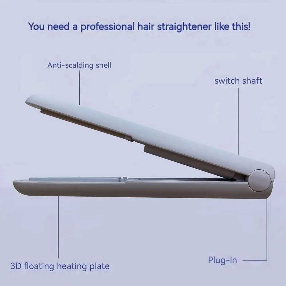 Wireless Hair Straightening Mini Improve Frizzy Hair Curler 2in1 Small Power Bangs Straightener for Student DormitoryT251122