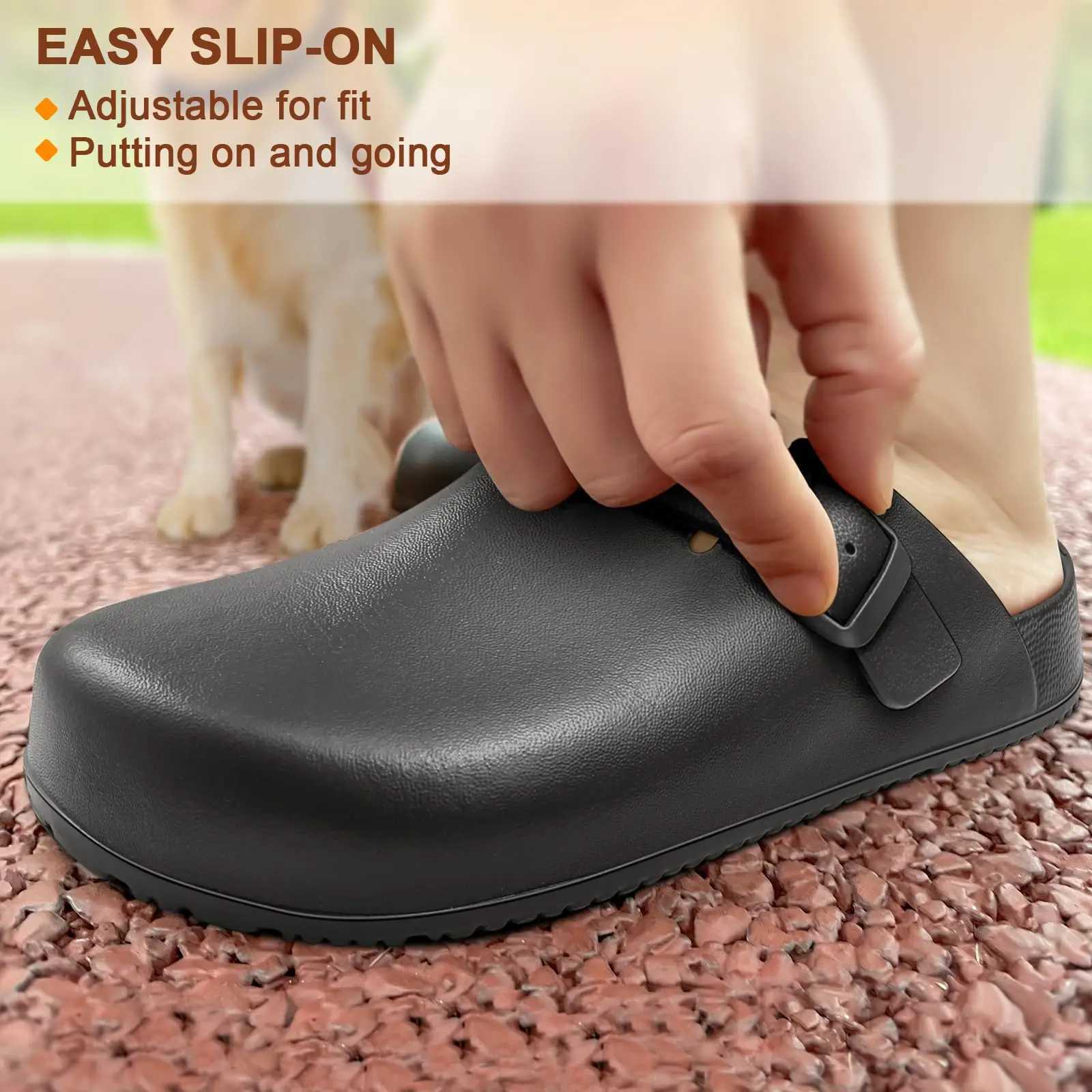 KIDMI Mens Clogs Sliding Block Mens and Womens Non slip Work Shoes Outdoor Waterproof Non slip Kitchen Shoes Cleaning Chef Shoes M250422