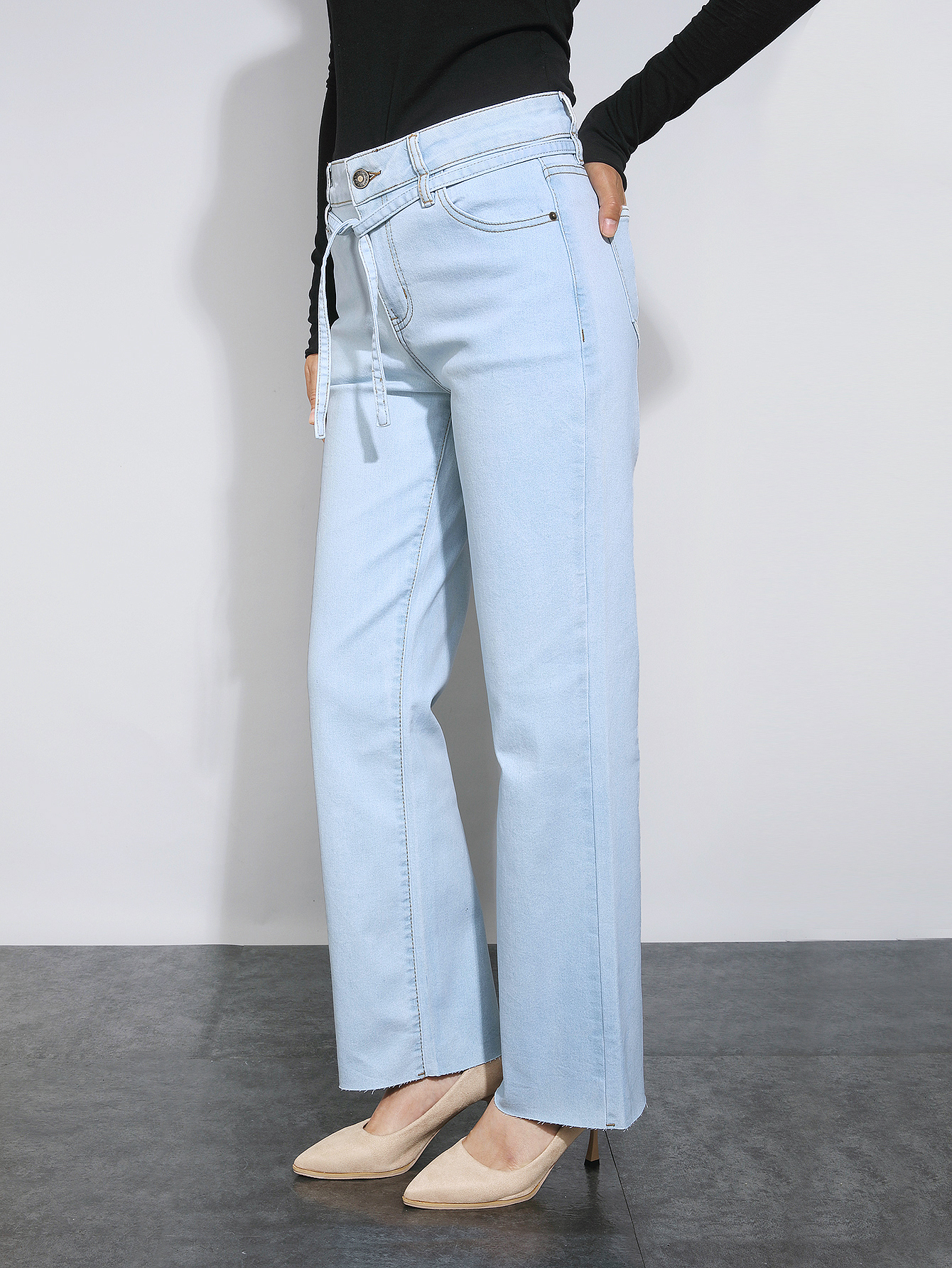 2025 New style drawstring stretch tight trendy slimming jeans designer jeans women---tg0023